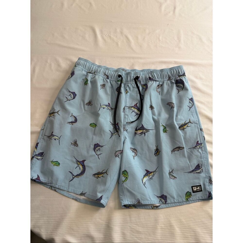 Pelagic Dockside Gamefish Blue Boardshorts Swim Trunks Size Large